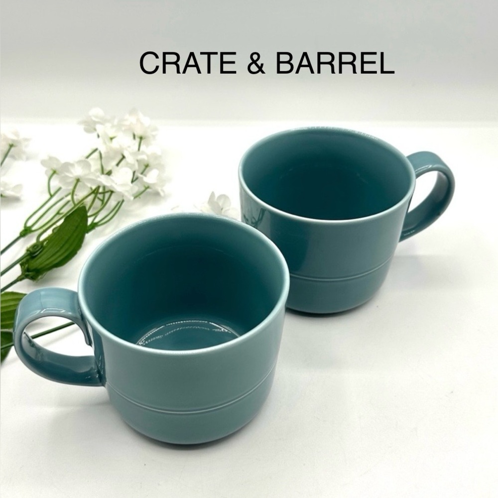 2 Crate&Barrel Blue Aaron Probyn Mugs. Pattern is Hue. Discontinued. - Picture 2 of 10